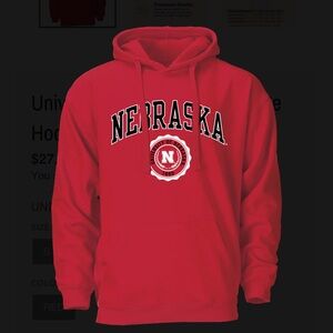NWT University of‎ Nebraska Heritage Unisex Hooded Sweatshirt (Red) Size L